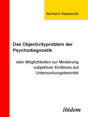 cover image of Das Objectivityproblem der Psychodiagnostik